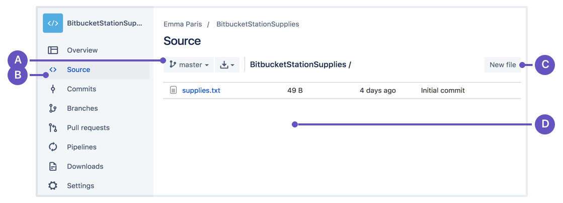 Bitbucket source window